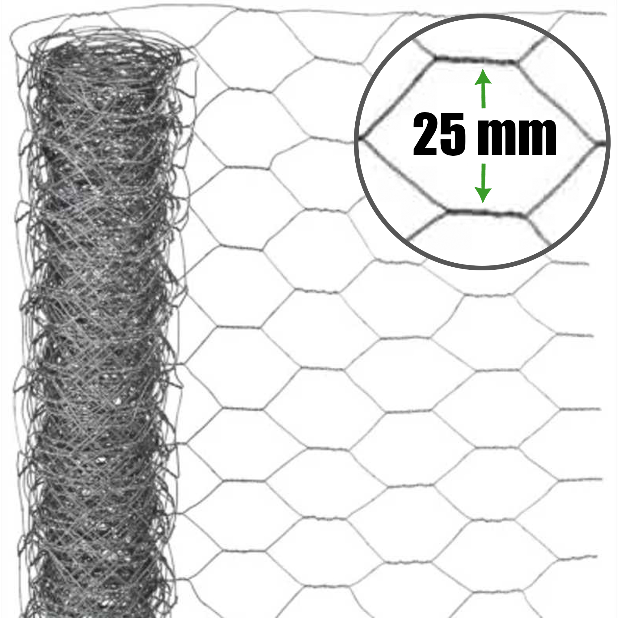 25mm Standard Chicken Wire Netting H60cm X L25m 20g