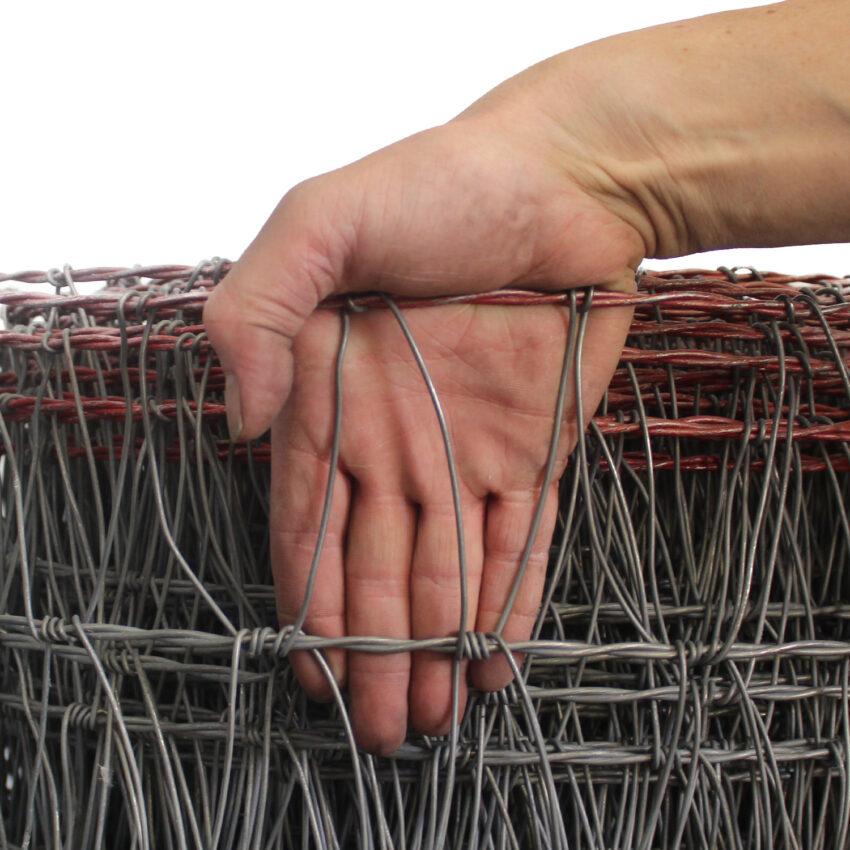 Red-Brand-KEEPSAFE-Equestrian-V-Mesh-Fencing-H1.27m-x-L50m_Hand-Scale