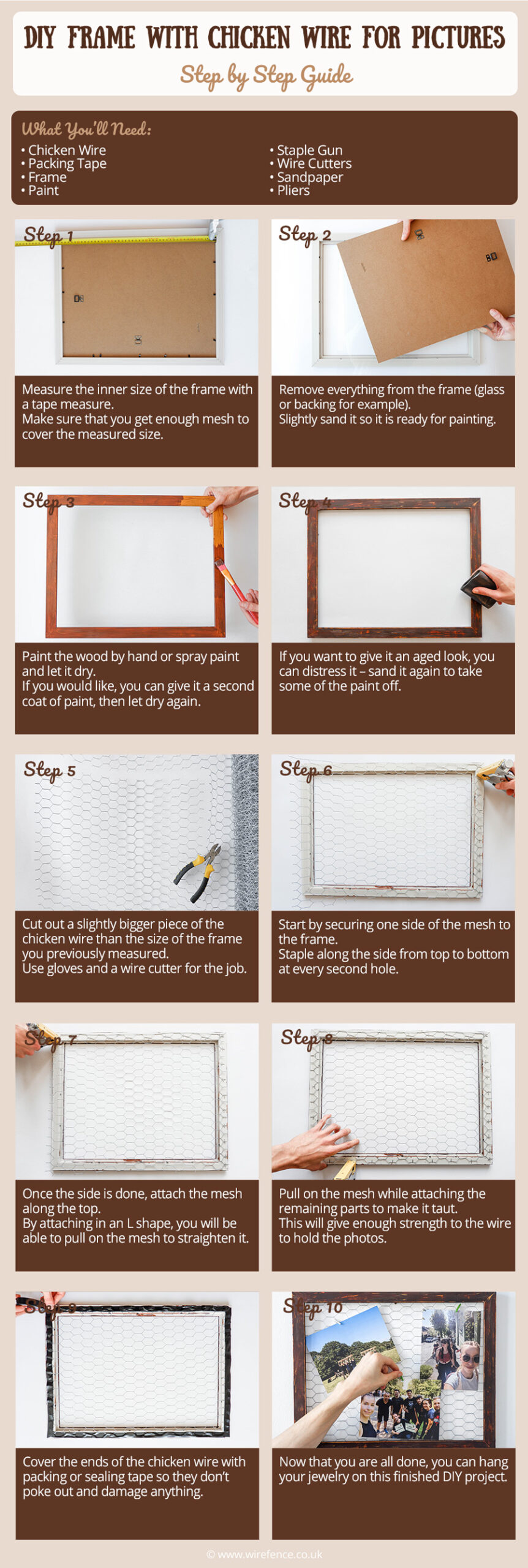 DIY frame with chicken wire for pictures