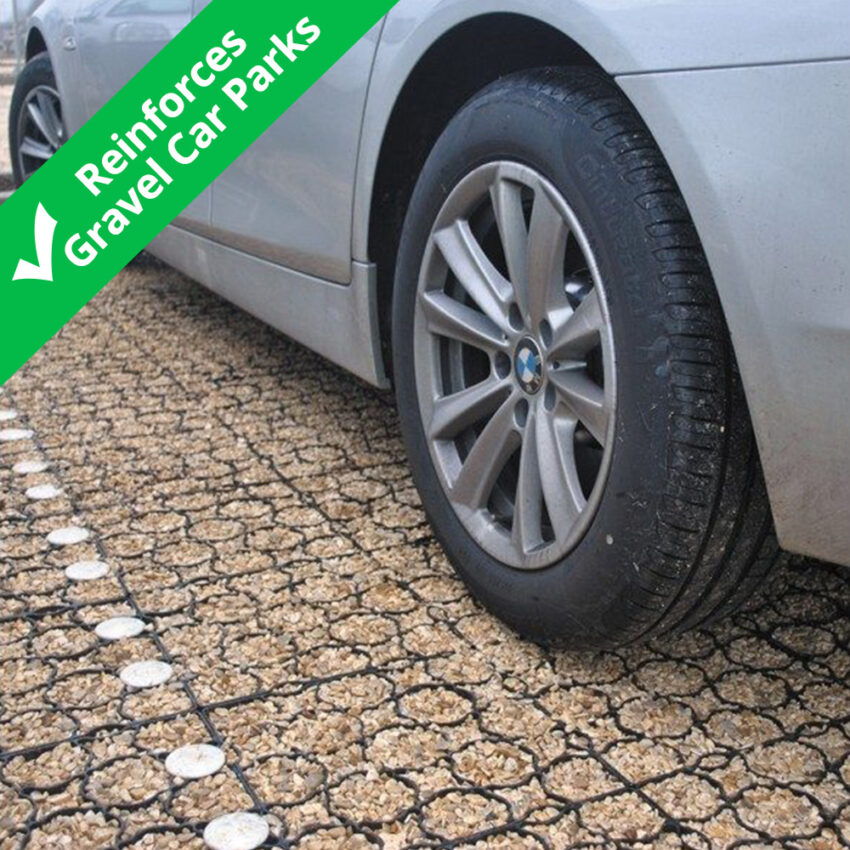 car-parked-on-gravel-driveway-stabilisation grids