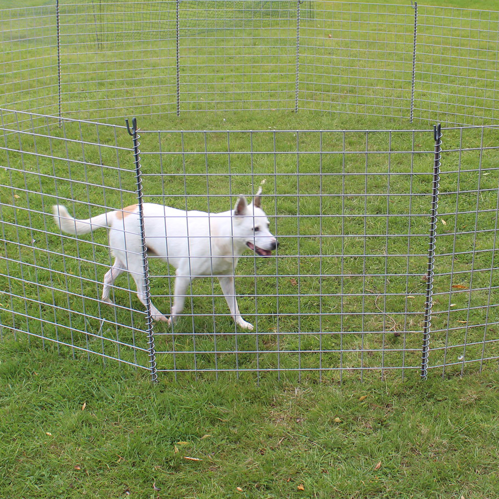 Grey PVC Coated Portable Dog Fence Kit (17 panels) Wire Fence