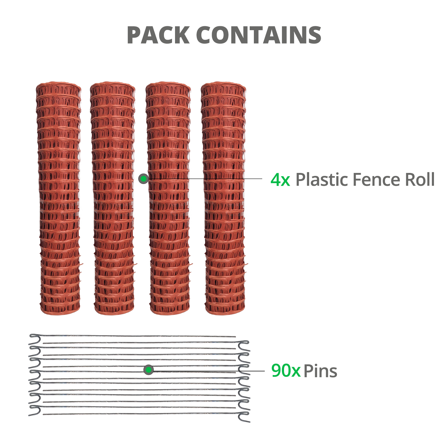 1m x 200m Orange Safety Barrier Kit (90 metal fence pins) Wire Fence