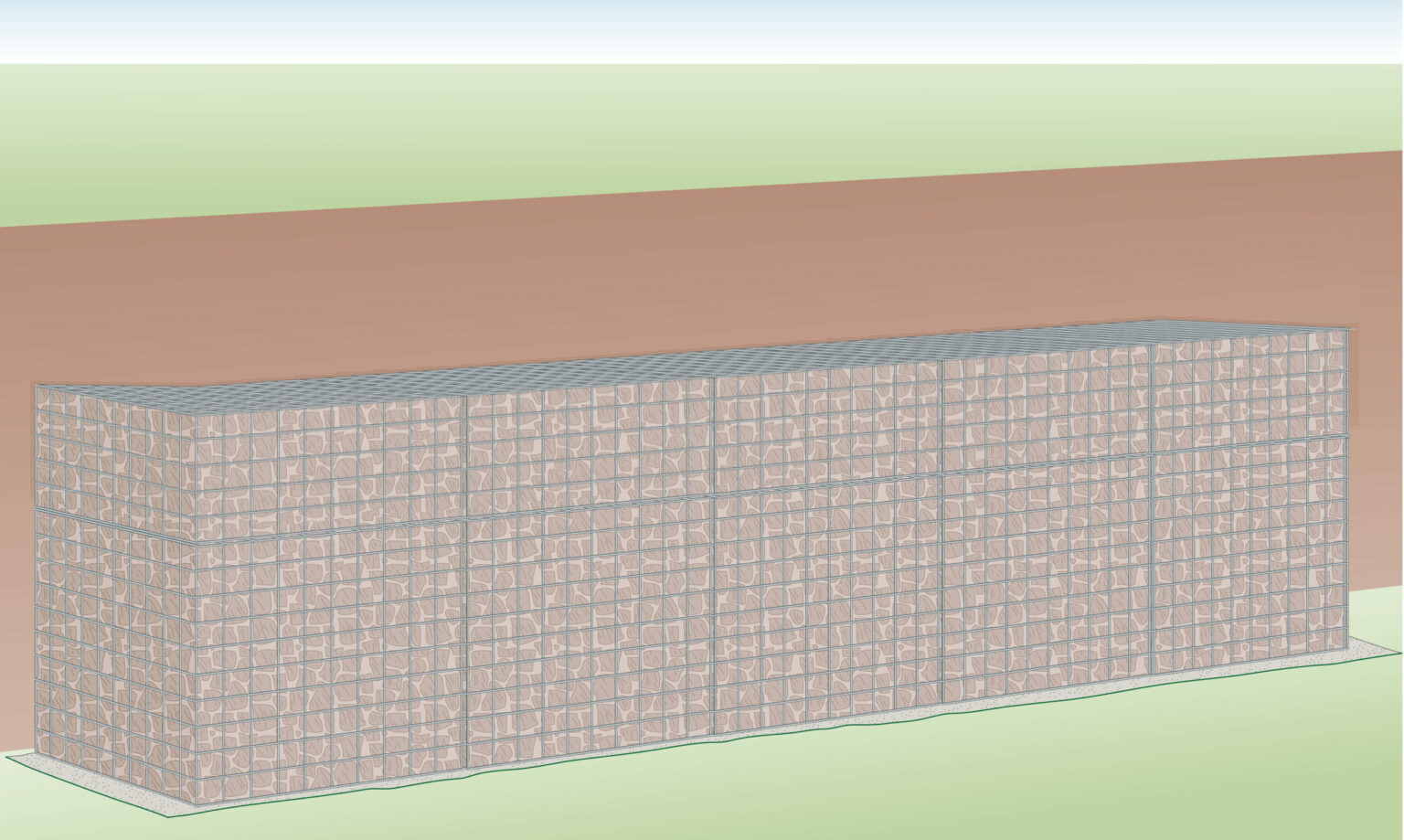 Finished 1.4m gabion retaining wall