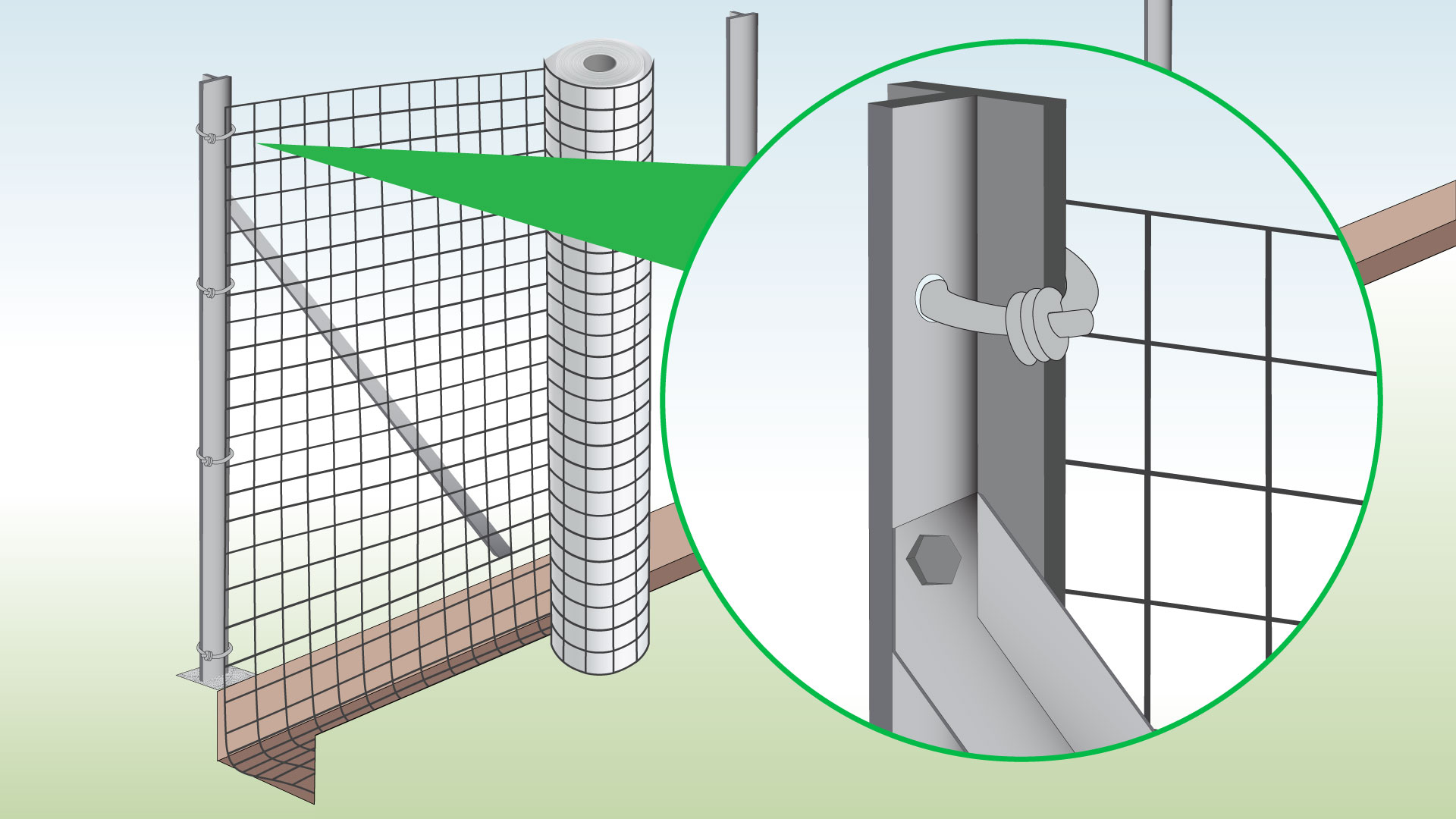 attach-mesh-to-T-post