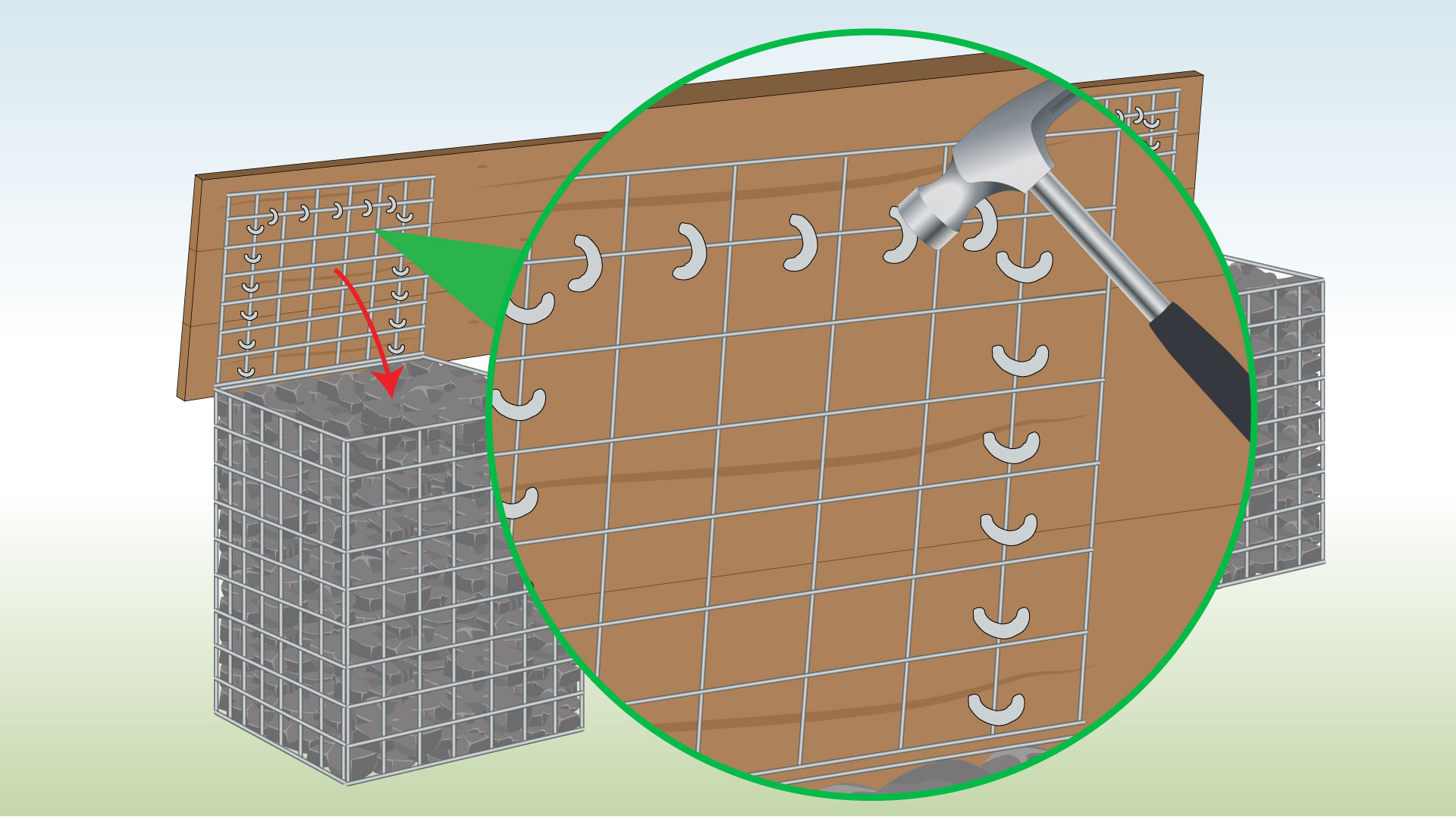 attach-wood-to-gabion-using-staples